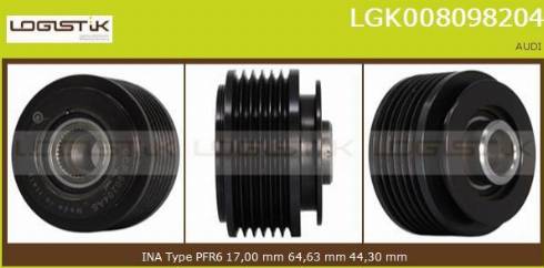 LGK LGK008098204 - Шкив генератора, муфта autospares.lv