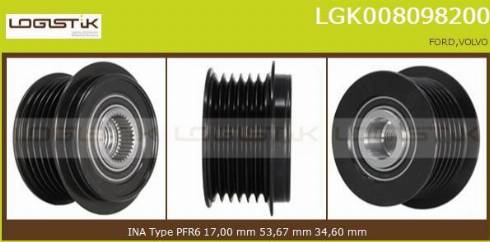 LGK LGK008098200 - Шкив генератора, муфта autospares.lv