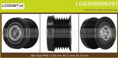 LGK LGK008098207 - Шкив генератора, муфта autospares.lv