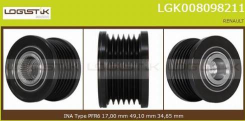 LGK LGK008098211 - Шкив генератора, муфта autospares.lv