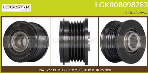 LGK LGK008098283 - Шкив генератора, муфта autospares.lv