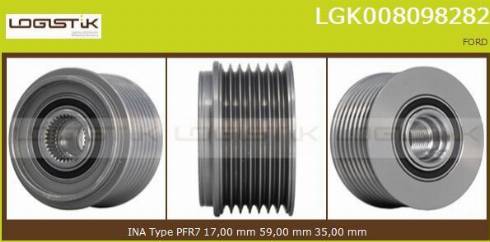 LGK LGK008098282 - Шкив генератора, муфта autospares.lv