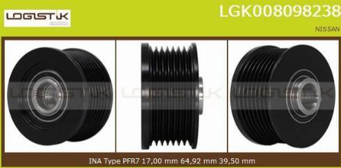 LGK LGK008098238 - Шкив генератора, муфта autospares.lv