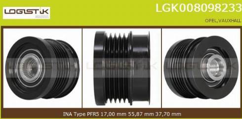 LGK LGK008098233 - Шкив генератора, муфта autospares.lv