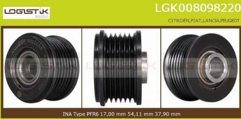 LGK LGK008098220 - Шкив генератора, муфта autospares.lv