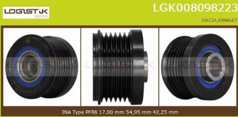 LGK LGK008098223 - Шкив генератора, муфта autospares.lv