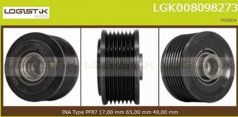 LGK LGK008098273 - Шкив генератора, муфта autospares.lv