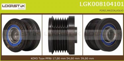 LGK LGK008104101 - Шкив генератора, муфта autospares.lv