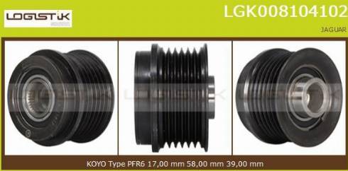 LGK LGK008104102 - Шкив генератора, муфта autospares.lv