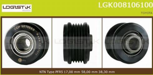 LGK LGK008106100 - Шкив генератора, муфта autospares.lv