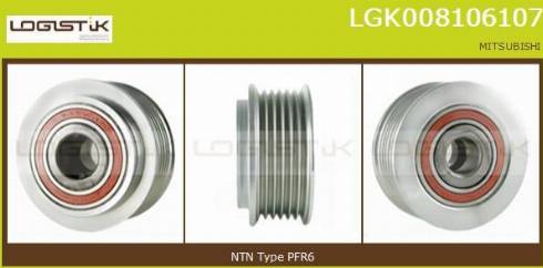 LGK LGK008106107 - Шкив генератора, муфта autospares.lv