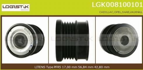 LGK LGK008100101 - Шкив генератора, муфта autospares.lv