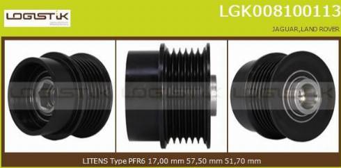 LGK LGK008100113 - Шкив генератора, муфта autospares.lv