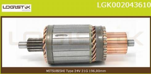 LGK LGK002043610 - Якорь, стартер autospares.lv