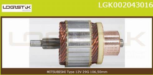 LGK LGK002043016 - Якорь, стартер autospares.lv