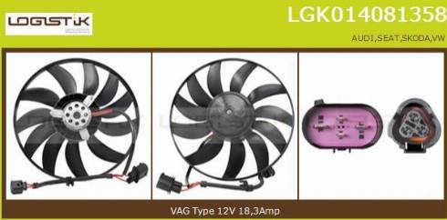 LGK LGK014081358 - Вентилятор, охлаждение двигателя autospares.lv