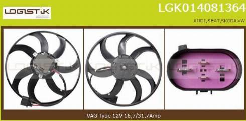 LGK LGK014081364 - Вентилятор, охлаждение двигателя autospares.lv