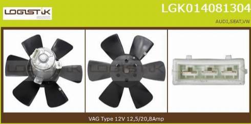 LGK LGK014081304 - Вентилятор, охлаждение двигателя autospares.lv