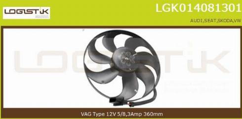 LGK LGK014081301 - Вентилятор, охлаждение двигателя autospares.lv