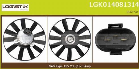 LGK LGK014081314 - Вентилятор, охлаждение двигателя autospares.lv