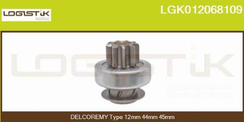 LGK LGK012068109 - Ведущая шестерня, бендикс, стартер autospares.lv