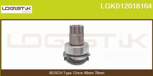 LGK LGK012018164 - Ведущая шестерня, бендикс, стартер autospares.lv