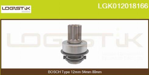LGK LGK012018166 - Ведущая шестерня, бендикс, стартер autospares.lv
