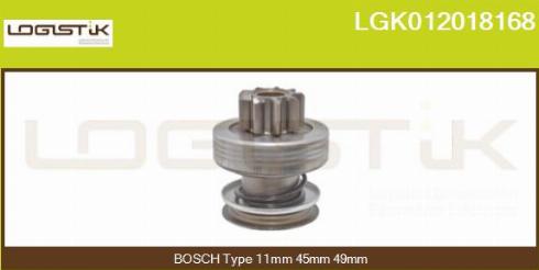 LGK LGK012018168 - Ведущая шестерня, бендикс, стартер autospares.lv