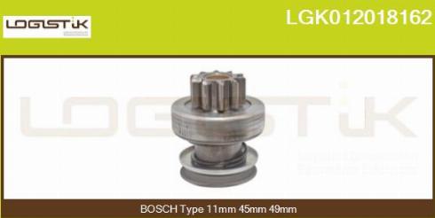 LGK LGK012018162 - Ведущая шестерня, бендикс, стартер autospares.lv