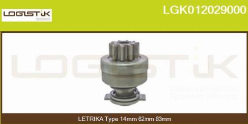 LGK LGK012029000 - Ведущая шестерня, бендикс, стартер autospares.lv