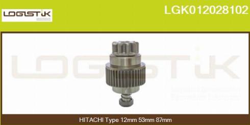 LGK LGK012028102 - Ведущая шестерня, бендикс, стартер autospares.lv