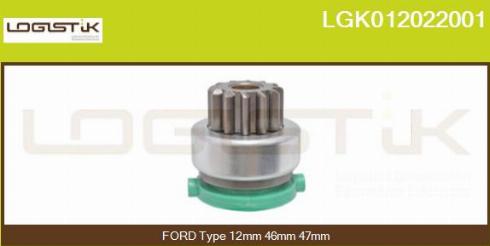 LGK LGK012022001 - Ведущая шестерня, бендикс, стартер autospares.lv