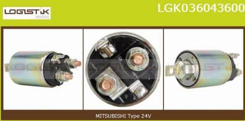 LGK LGK036043600 - Тяговое реле, соленоид, стартер autospares.lv