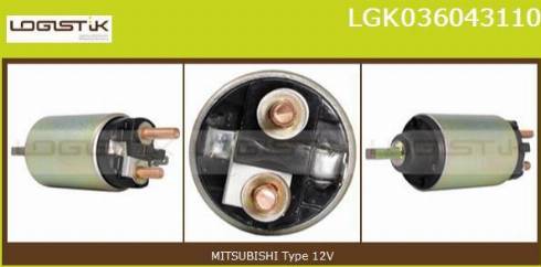 LGK LGK036043110 - Тяговое реле, соленоид, стартер autospares.lv