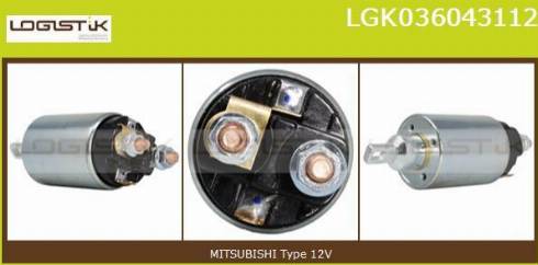 LGK LGK036043112 - Тяговое реле, соленоид, стартер autospares.lv