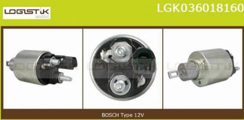 LGK LGK036018160 - Тяговое реле, соленоид, стартер autospares.lv