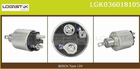 LGK LGK036018105 - Тяговое реле, соленоид, стартер autospares.lv