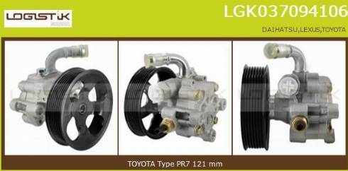 LGK LGK037094106 - Гидравлический насос, рулевое управление, ГУР autospares.lv