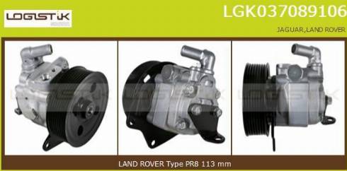 LGK LGK037089106 - Гидравлический насос, рулевое управление, ГУР autospares.lv