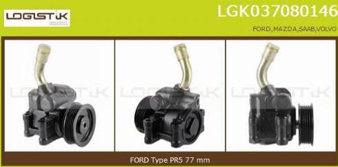 LGK LGK037080146 - Гидравлический насос, рулевое управление, ГУР autospares.lv