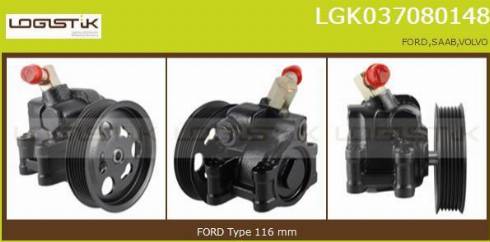 LGK LGK037080148 - Гидравлический насос, рулевое управление, ГУР autospares.lv