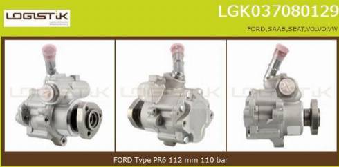 LGK LGK037080129 - Гидравлический насос, рулевое управление, ГУР autospares.lv