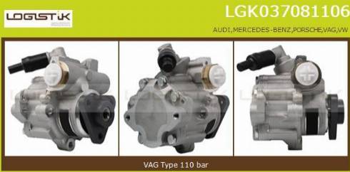 LGK LGK037081106 - Гидравлический насос, рулевое управление, ГУР autospares.lv