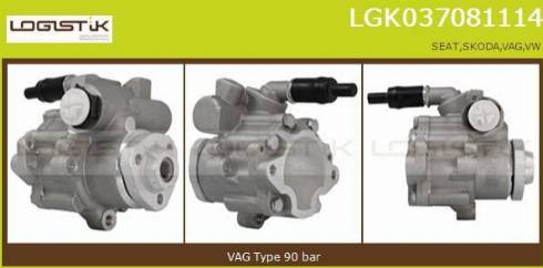 LGK LGK037081114 - Гидравлический насос, рулевое управление, ГУР autospares.lv