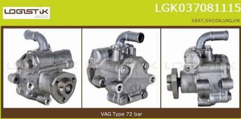 LGK LGK037081115 - Гидравлический насос, рулевое управление, ГУР autospares.lv