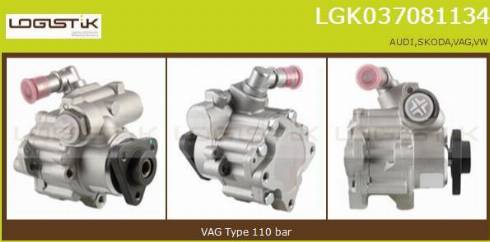 LGK LGK037081134 - Гидравлический насос, рулевое управление, ГУР autospares.lv