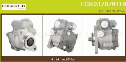 LGK LGK037079119 - Гидравлический насос, рулевое управление, ГУР autospares.lv