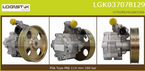 LGK LGK037078129 - Гидравлический насос, рулевое управление, ГУР autospares.lv