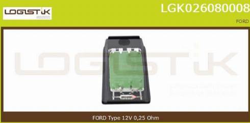 LGK LGK026080008 - Сопротивление, реле, вентилятор салона autospares.lv