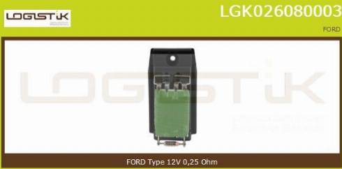 LGK LGK026080003 - Сопротивление, реле, вентилятор салона autospares.lv
